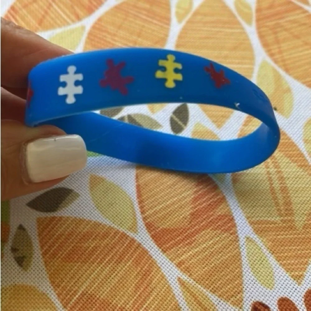 2 Count Autism Awareness Puzzle Piece Blue Bracelet Wristband New